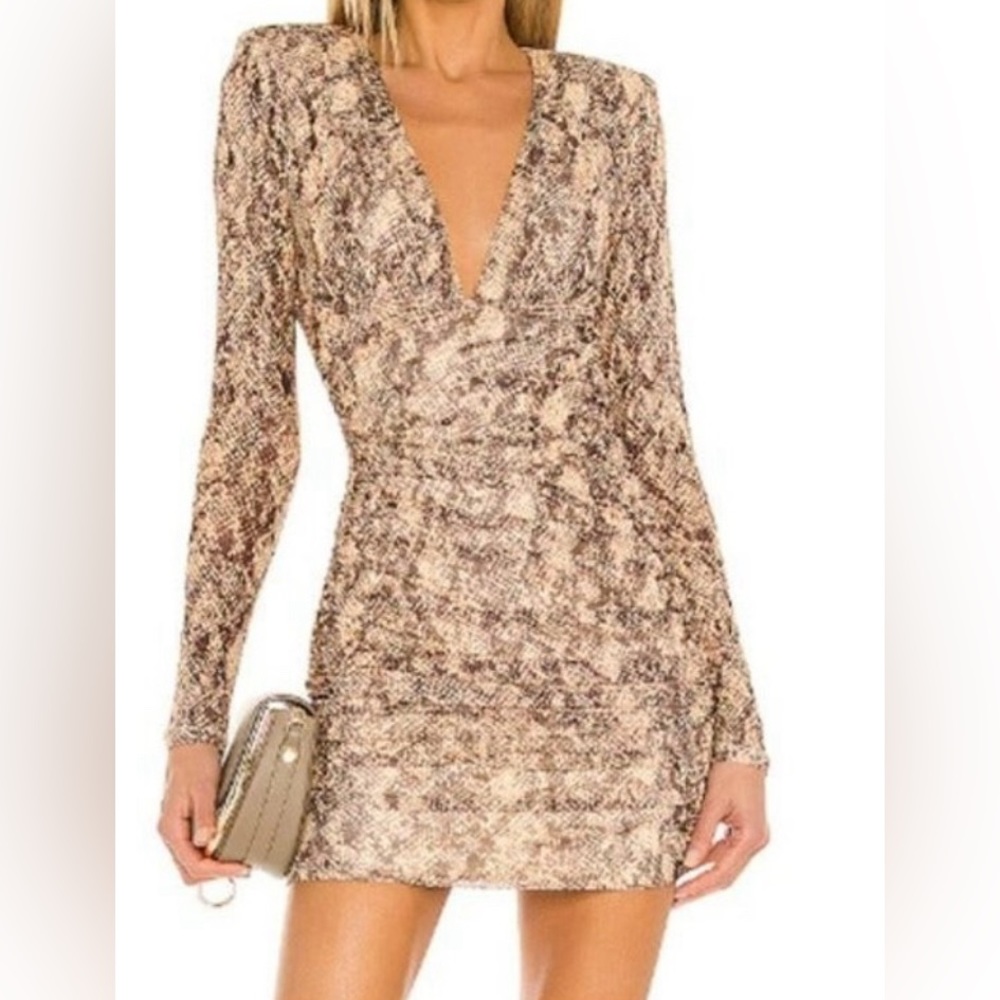 NEW Michael Costello x REVOLVE Antonella Mini Dress - Snake Women’s Size Small